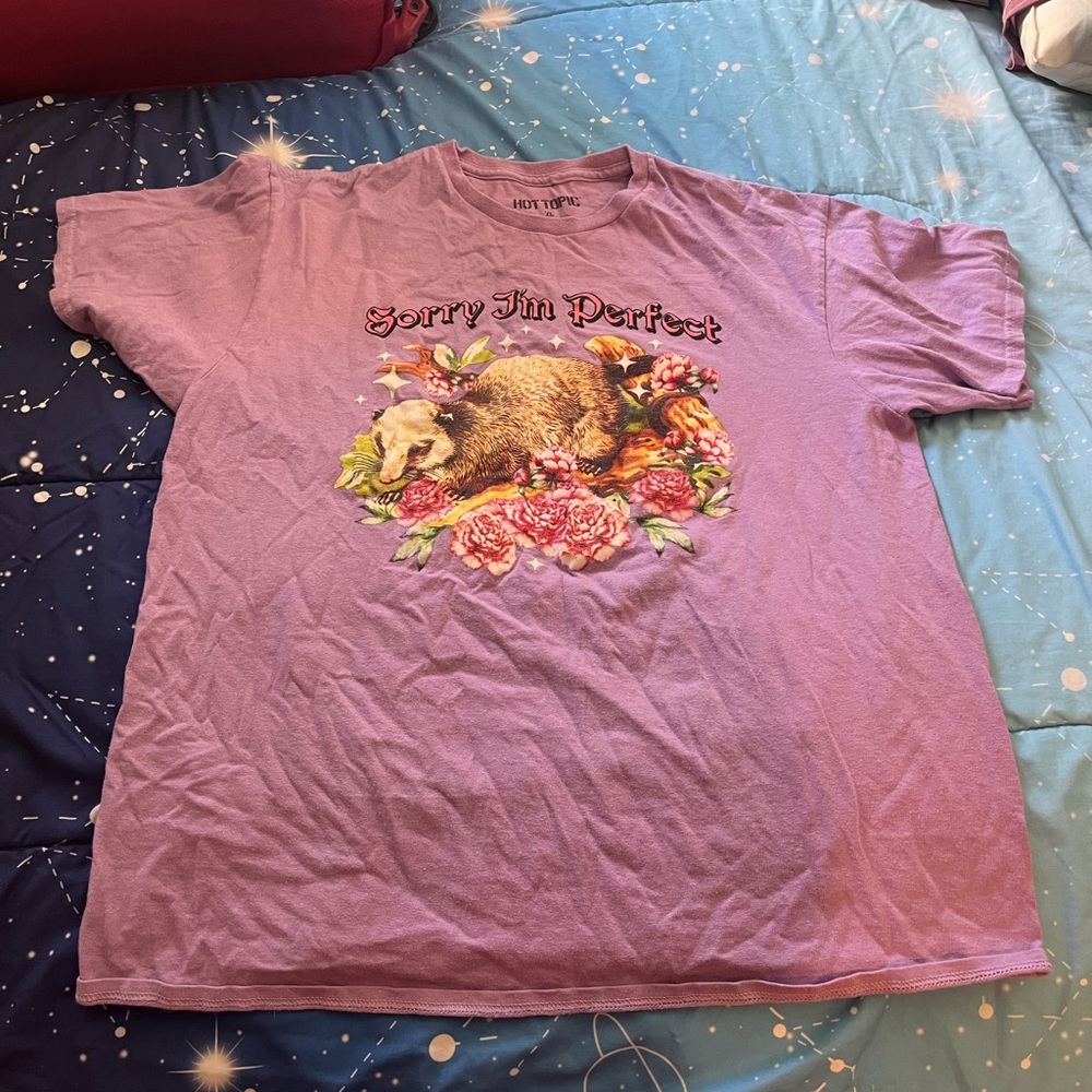 Hot Topic Lavender 'Sorry I'm Perfect' Tee